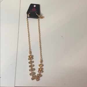 Gold & white gemstones necklace & earrings